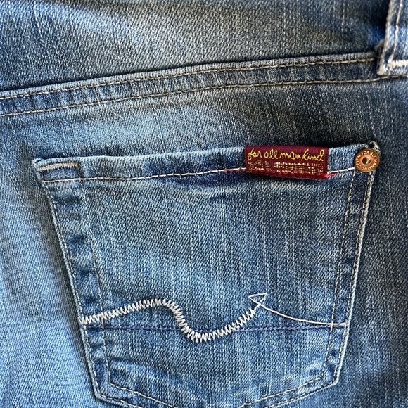 7 For All Mankind Roxanne Blue Skinny Fit Denim Ankle Jeans w/Frayed Hem Sz 26 - Picture 8 of 9